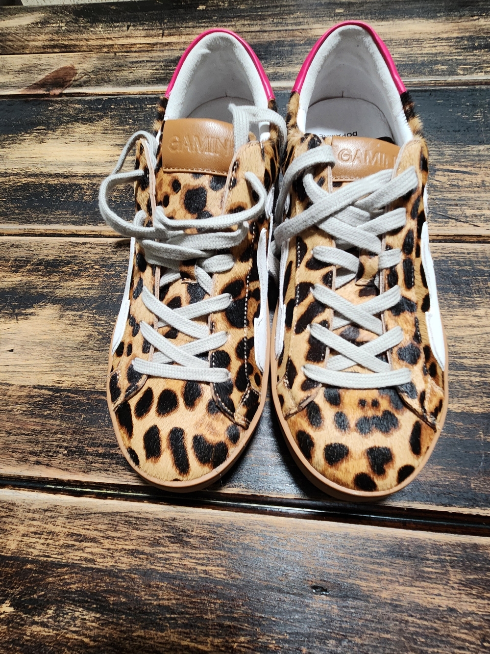 Gamin for Anthropologie "Dopamine" Leopard Hair Sneakers NWOT Size 8